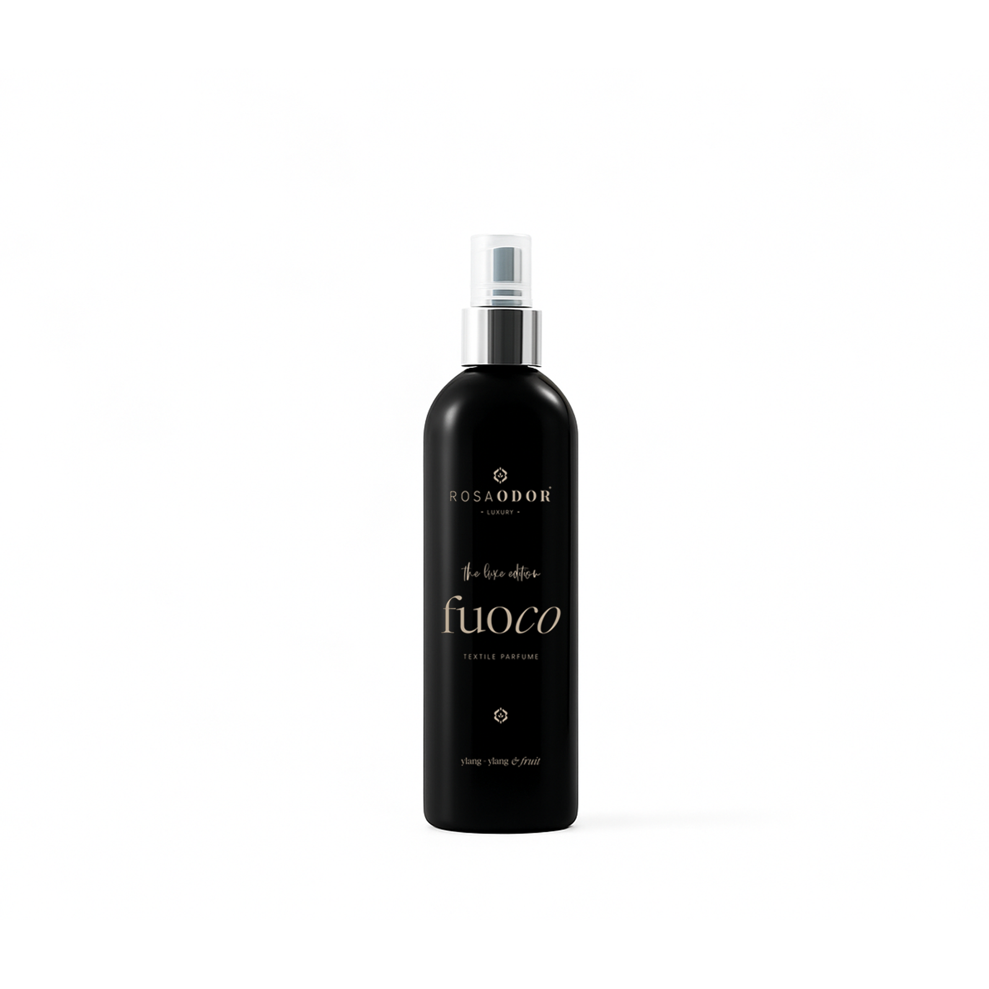 Ontdek Rosaodor Textielspray Fuoco: een warme, kruidige geur die je textiel verfrist met Italiaanse elegantie en langdurige geurbeleving.