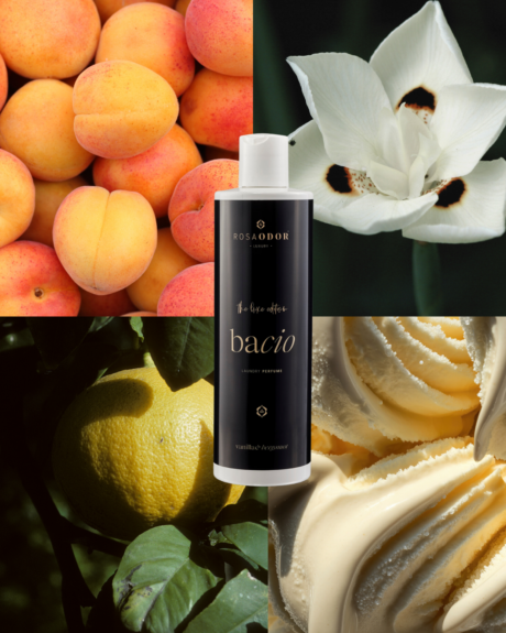Bacio wasparfum met zachte perzik en vanille geur voor langdurig frisse was
