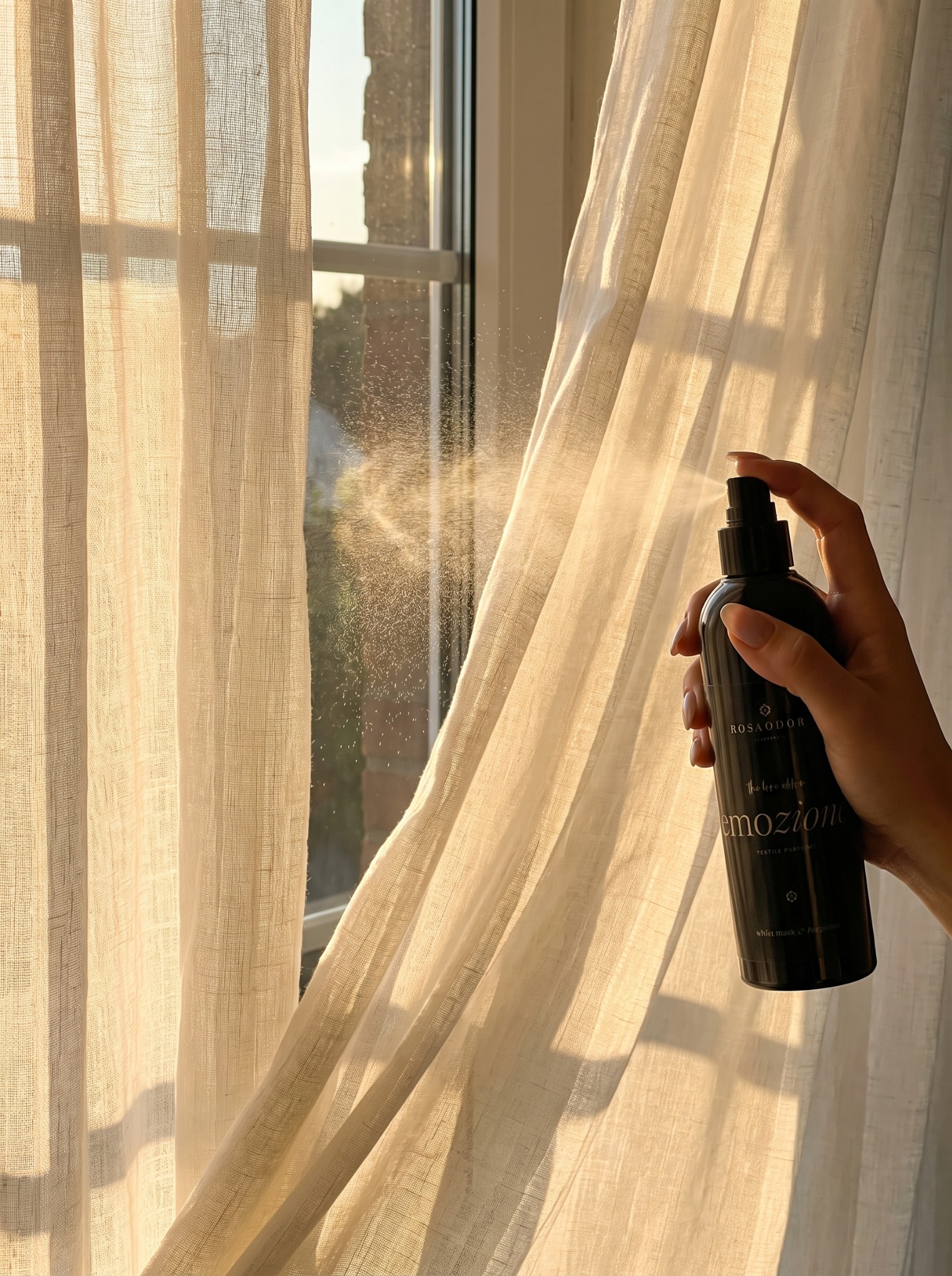 Rosaodor textielspray voor kleding, beddengoed en interieur